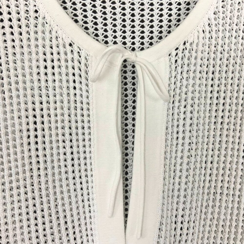 Theory White Open Knit Crochet Tunic Top Cover Up Cotton Blend Sz M - Picture 6 of 16